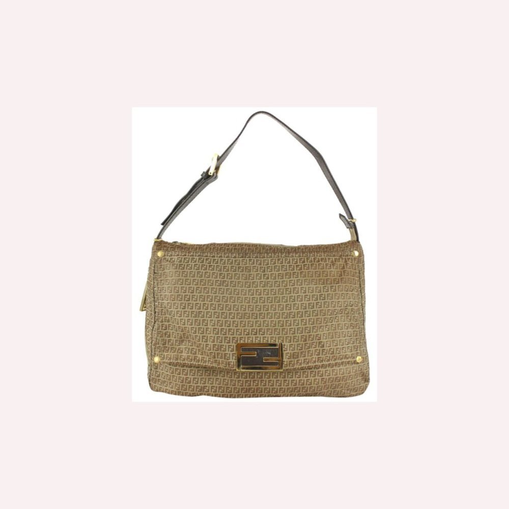 Fendi FF Monogram Zucchino Mamma Forever Baguette Shoulder Bag 1020f45